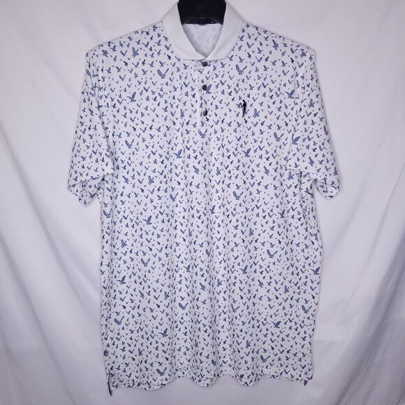 Greyson Polo Shirt Mens XL White Eagle Print AOP Golf Performance - Picture 2 of 12